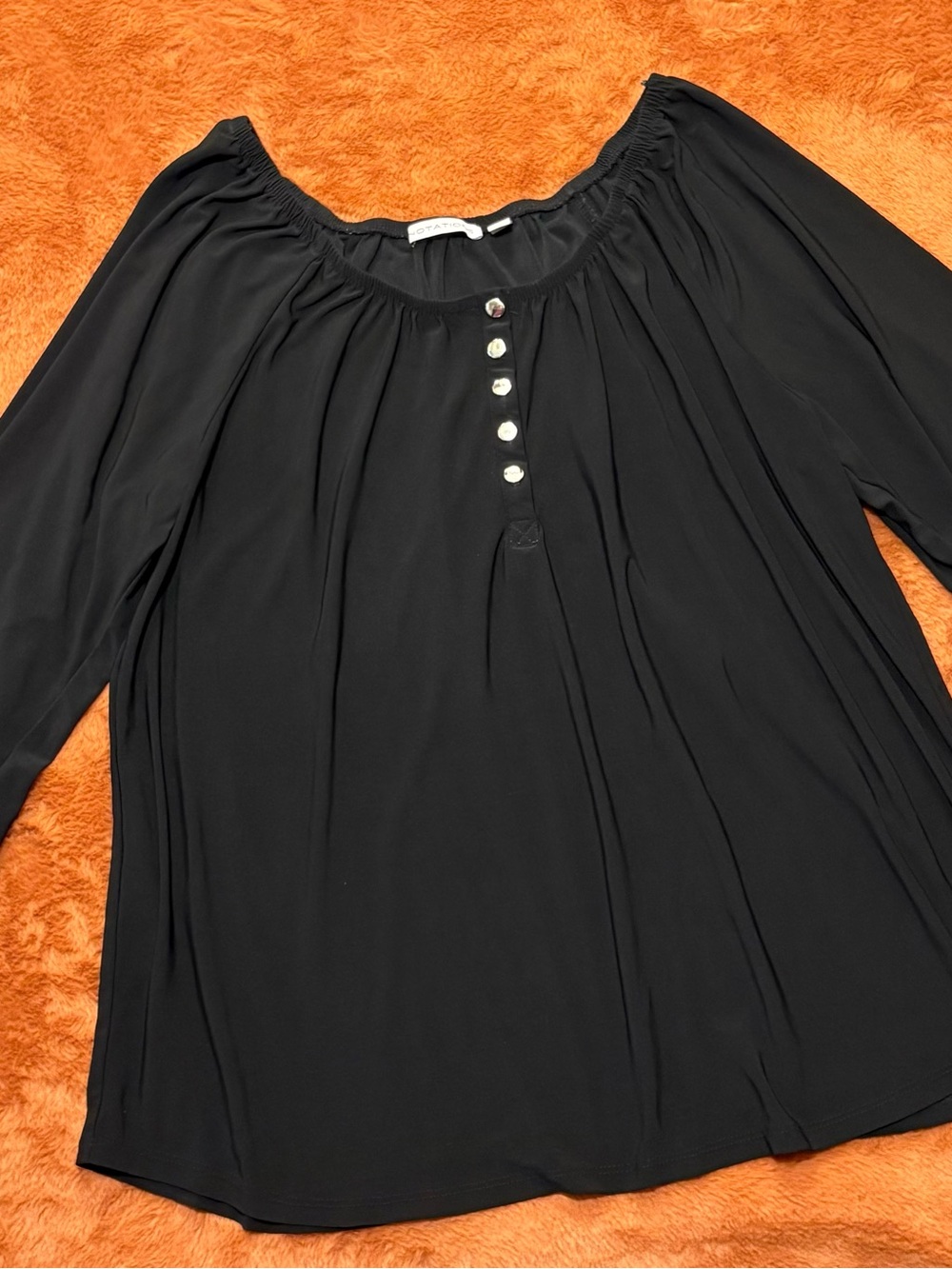 Notations Women’s XL Black Knit Scoop Neck 3/4 Sleeve Tunic Blouse